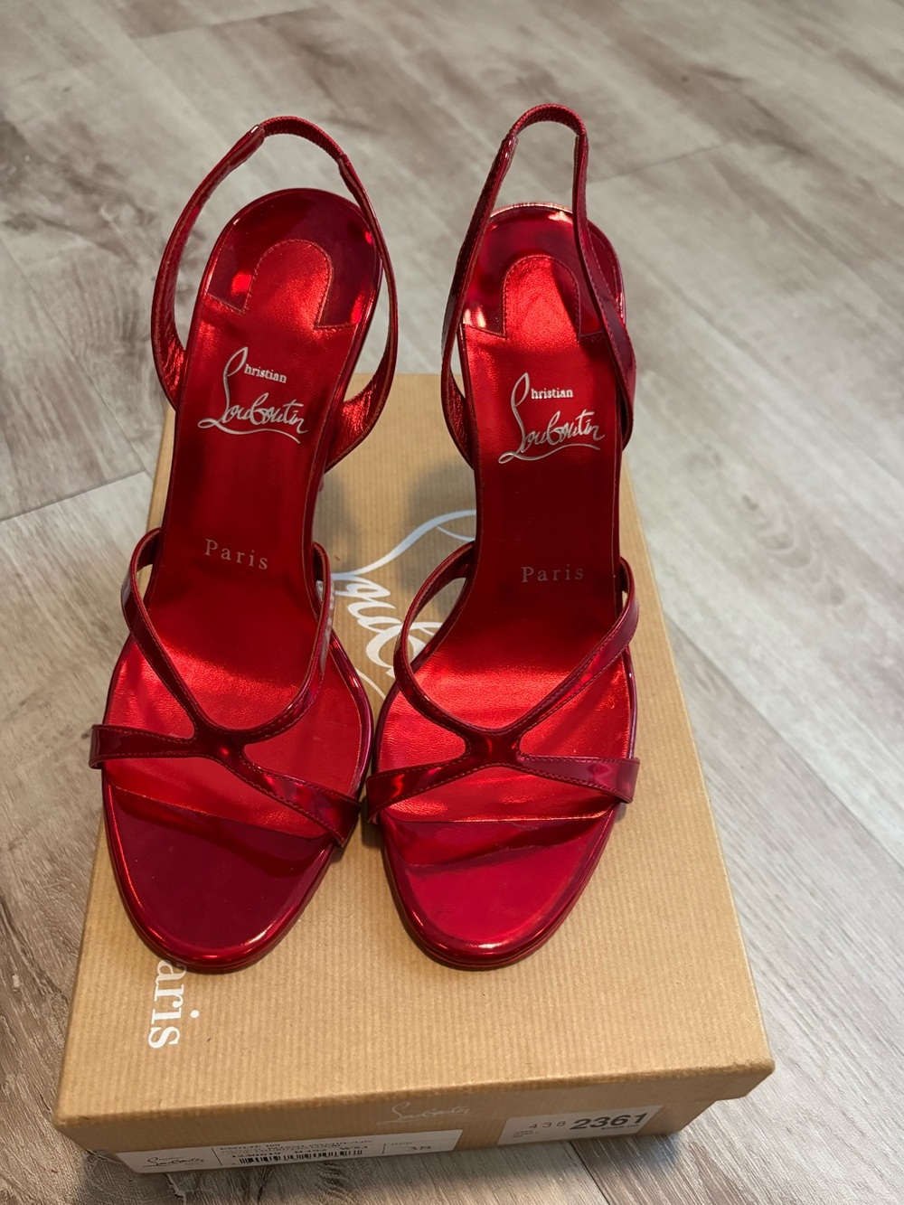 Christian Louboutin Red Patent Strappy Slingback Heels